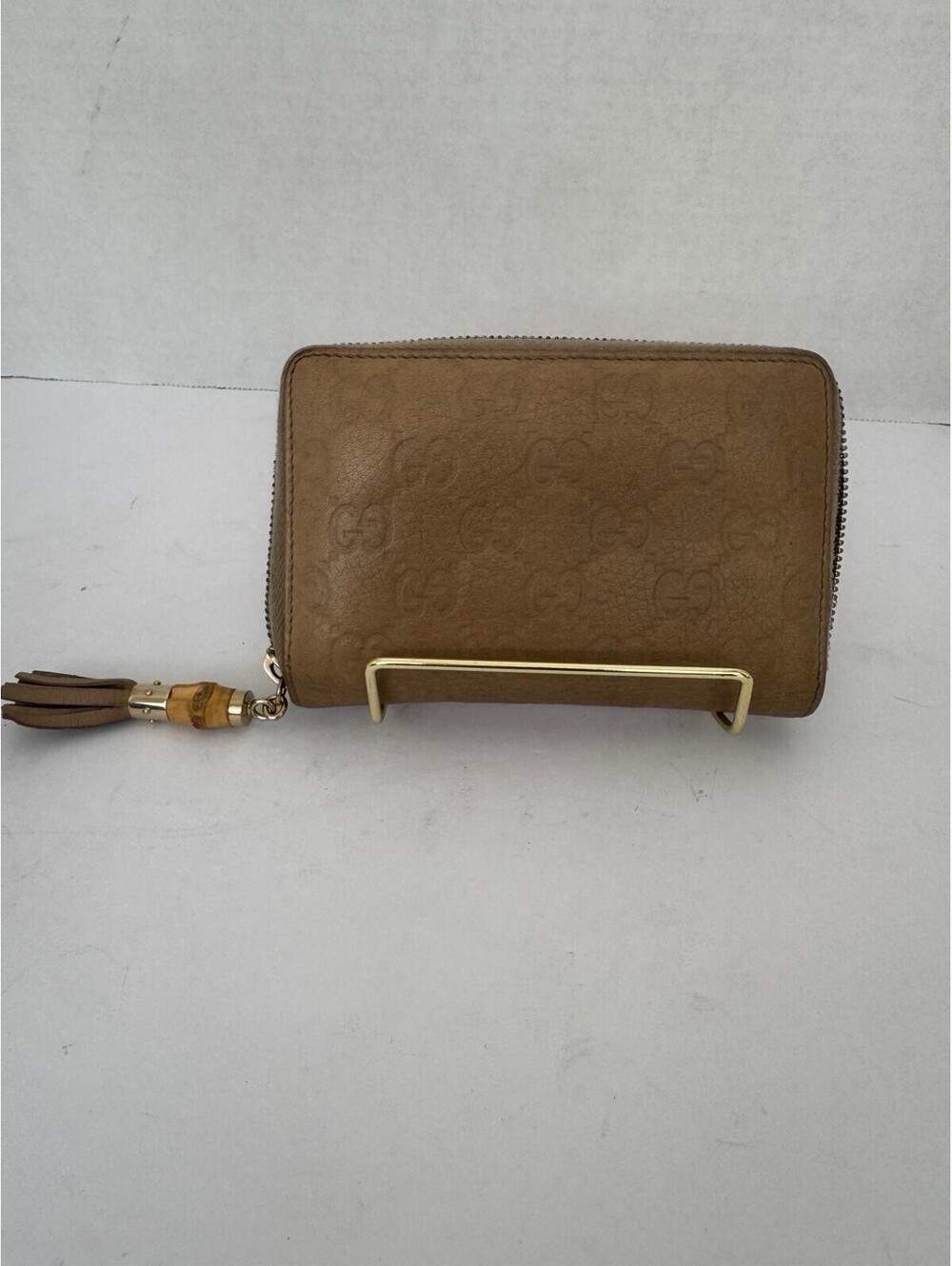 Gucci Guccissima Brown Leather Zip‑Around Wallet — Gold‑Tone Hardware